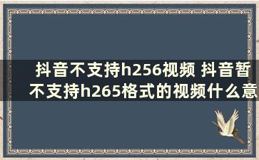 抖音不支持h256视频 抖音暂不支持h265格式的视频什么意思